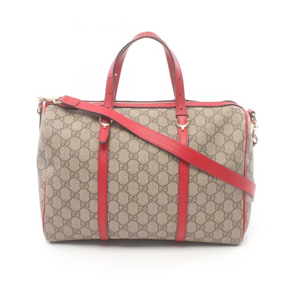 Gucci Handbag Canvas Leather Beige Red - Picture 1 of 9